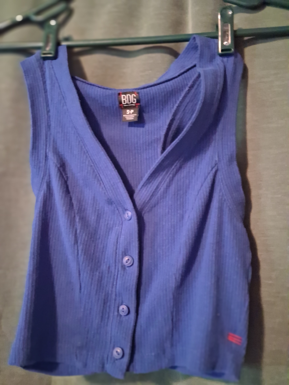 BDG Royal Blue Ribbed Button Tank